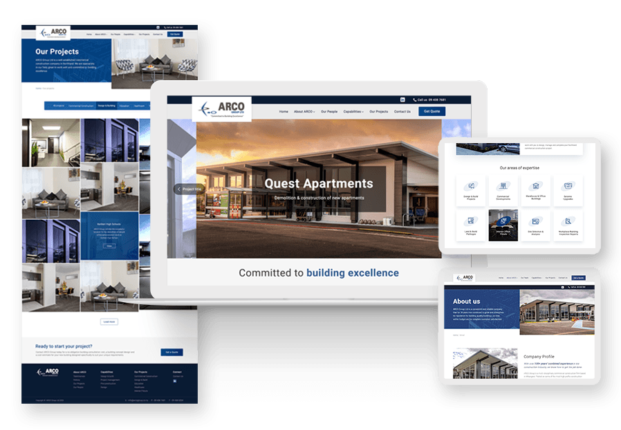 Mengoraco created the website for construction company ARCO to present their services